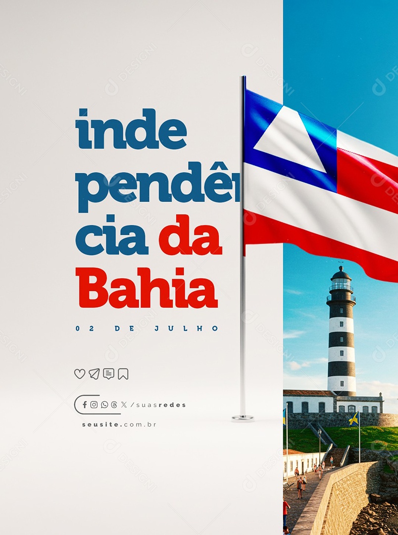 Dia da Independência da Bahia 02 de Julho Social Media PSD Editável