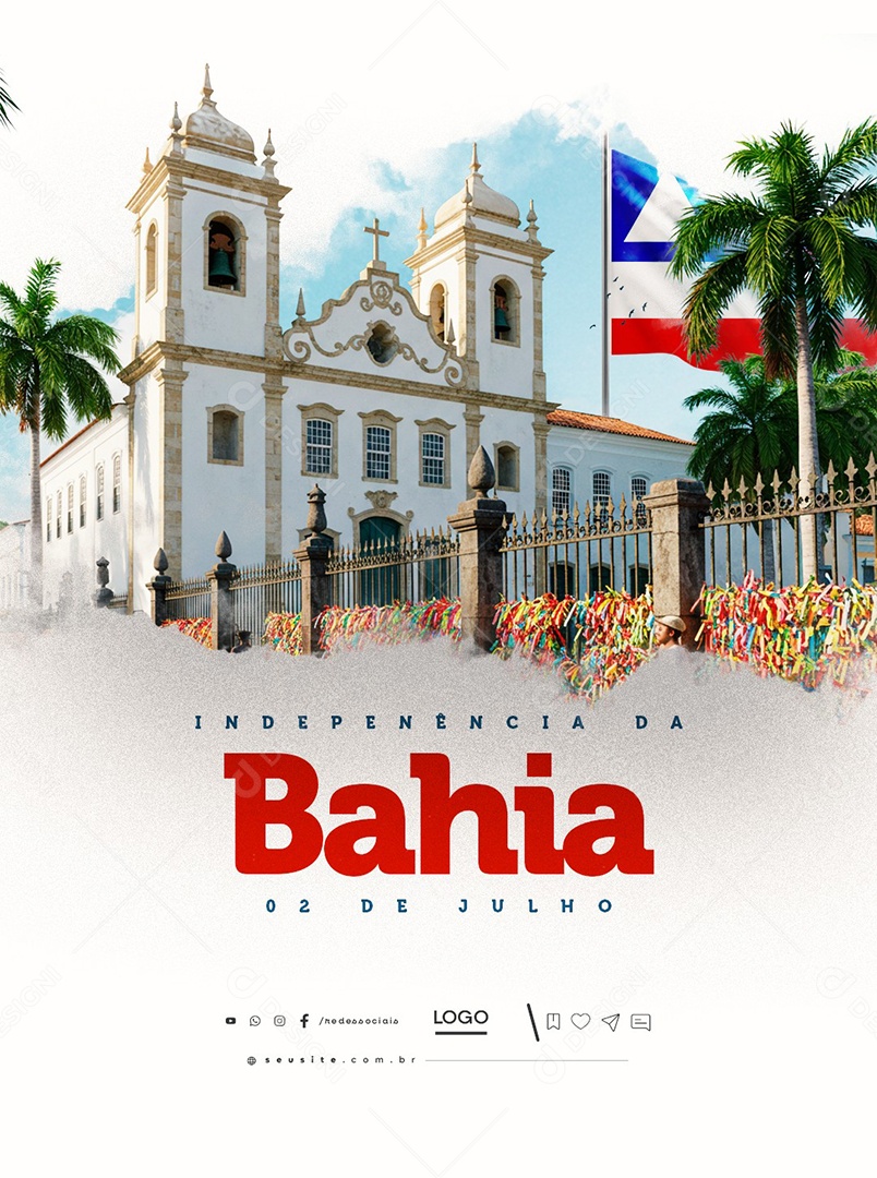 Dia da Independência da Bahia 02 de Julho Social Media PSD Editável