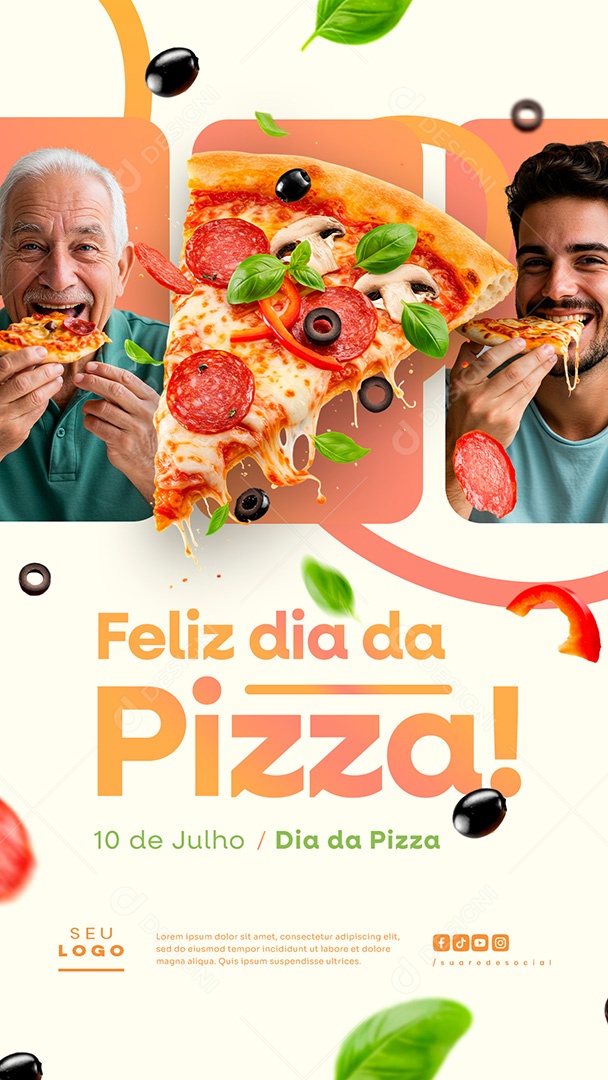 Story Pizzaria Feliz Dia da Pizza 10 de Julho Social Media PSD Editável