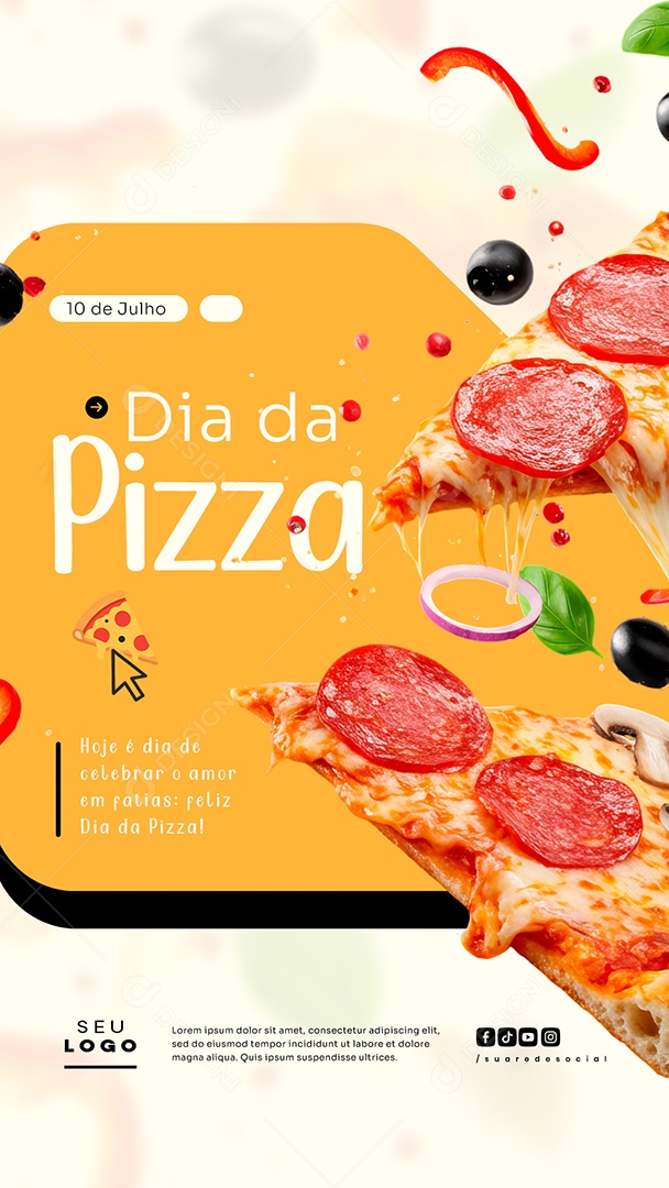Story Pizzaria Feliz Dia da Pizza 10 de Julho Social Media PSD Editável