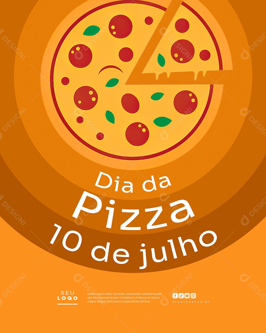 Pizzaria Feliz Dia da Pizza 10 de Julho Social Media PSD Editável
