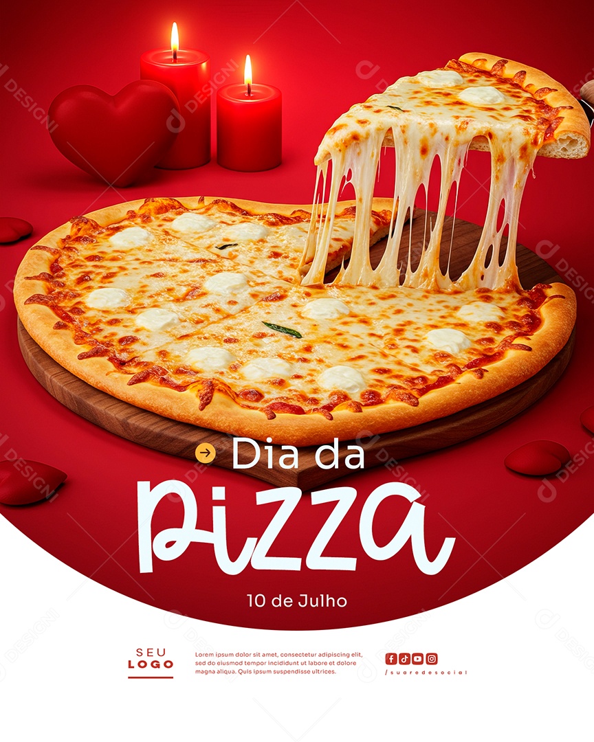 Pizzaria Feliz Dia da Pizza 10 de Julho Social Media PSD Editável