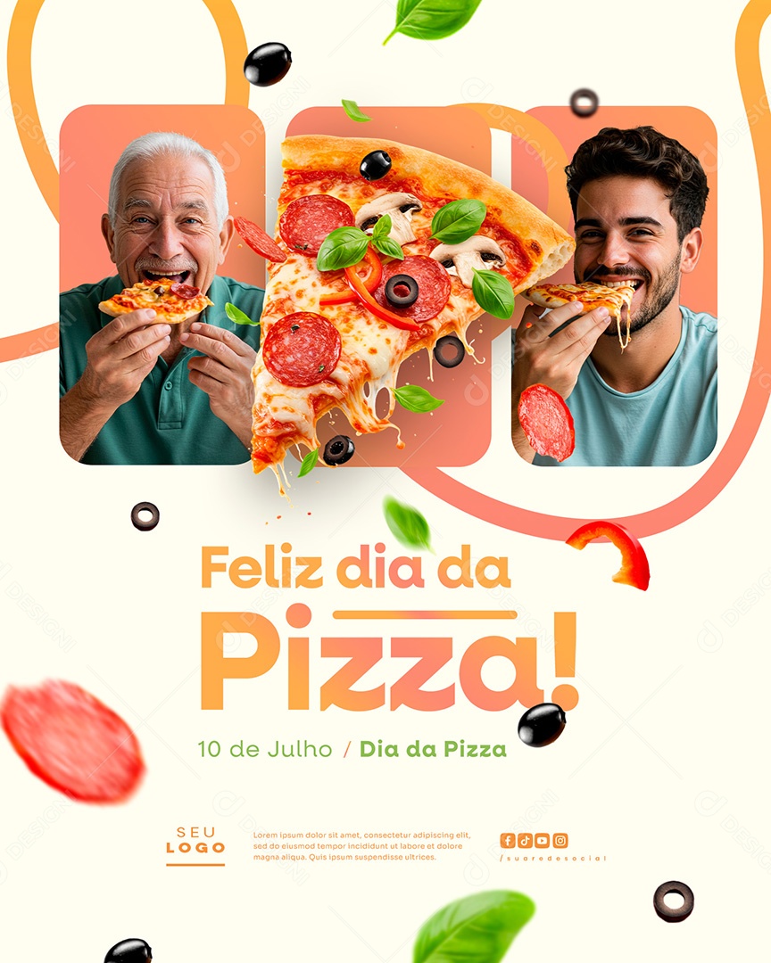 Pizzaria Feliz Dia da Pizza 10 de Julho Social Media PSD Editável