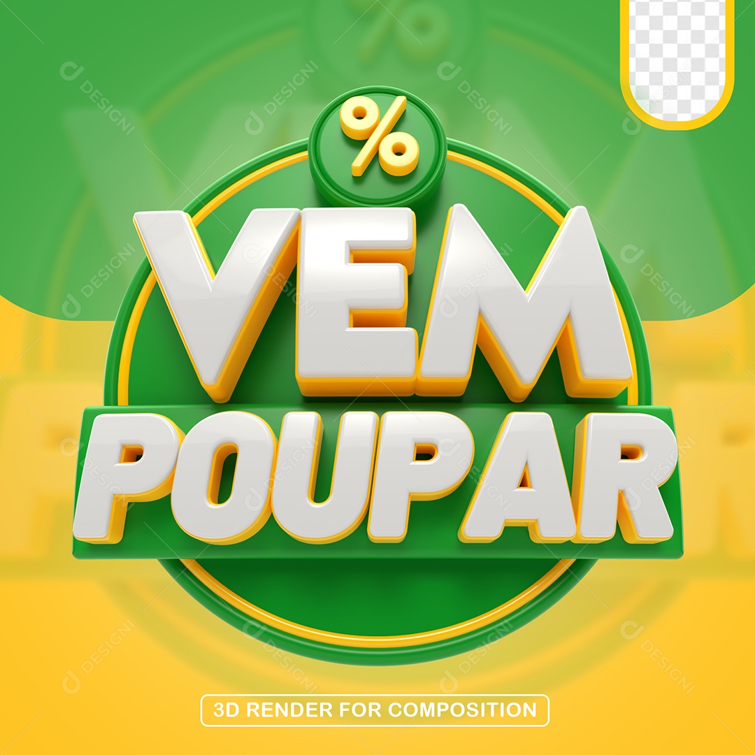 Vem Poupar Selo 3D Para Composição PSD