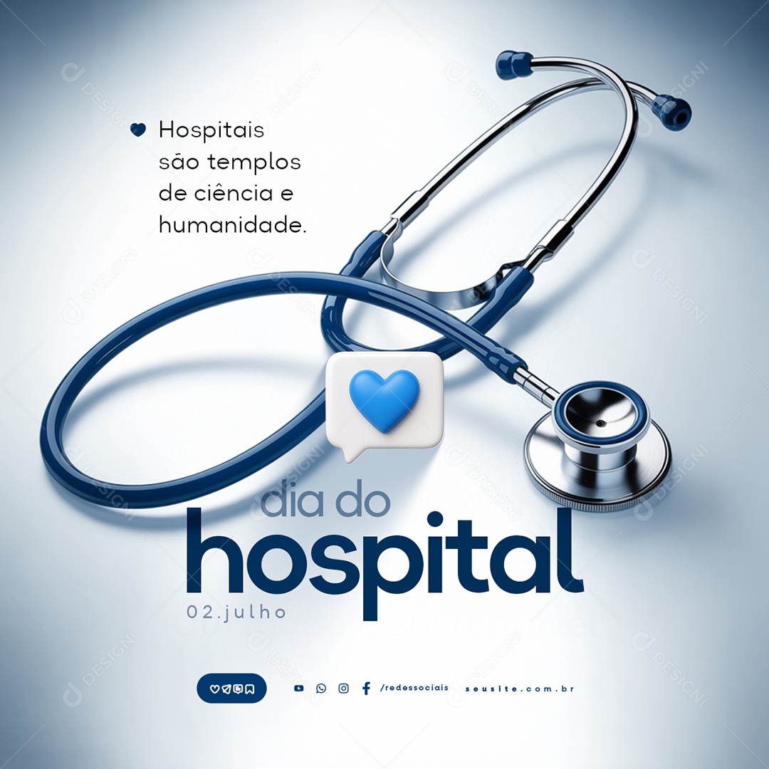 Dia do Hospital 02 de Julho Social Media PSD Editável