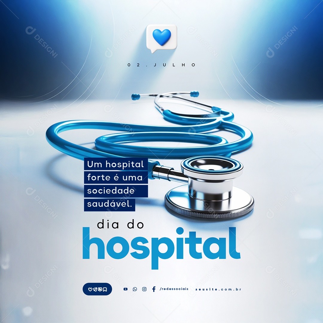 Dia do Hospital 02 de Julho Social Media PSD Editável