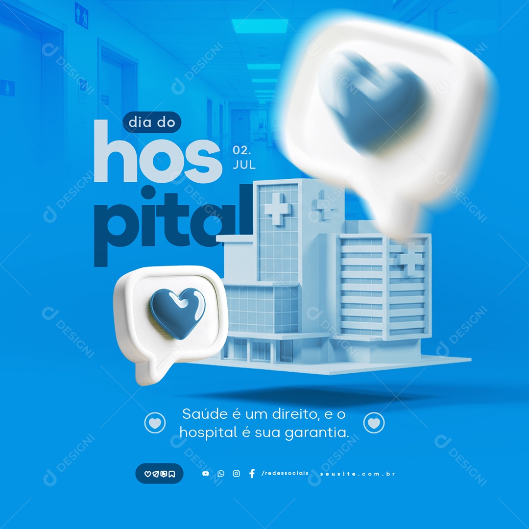 Dia do Hospital 02 de Julho Social Media PSD Editável