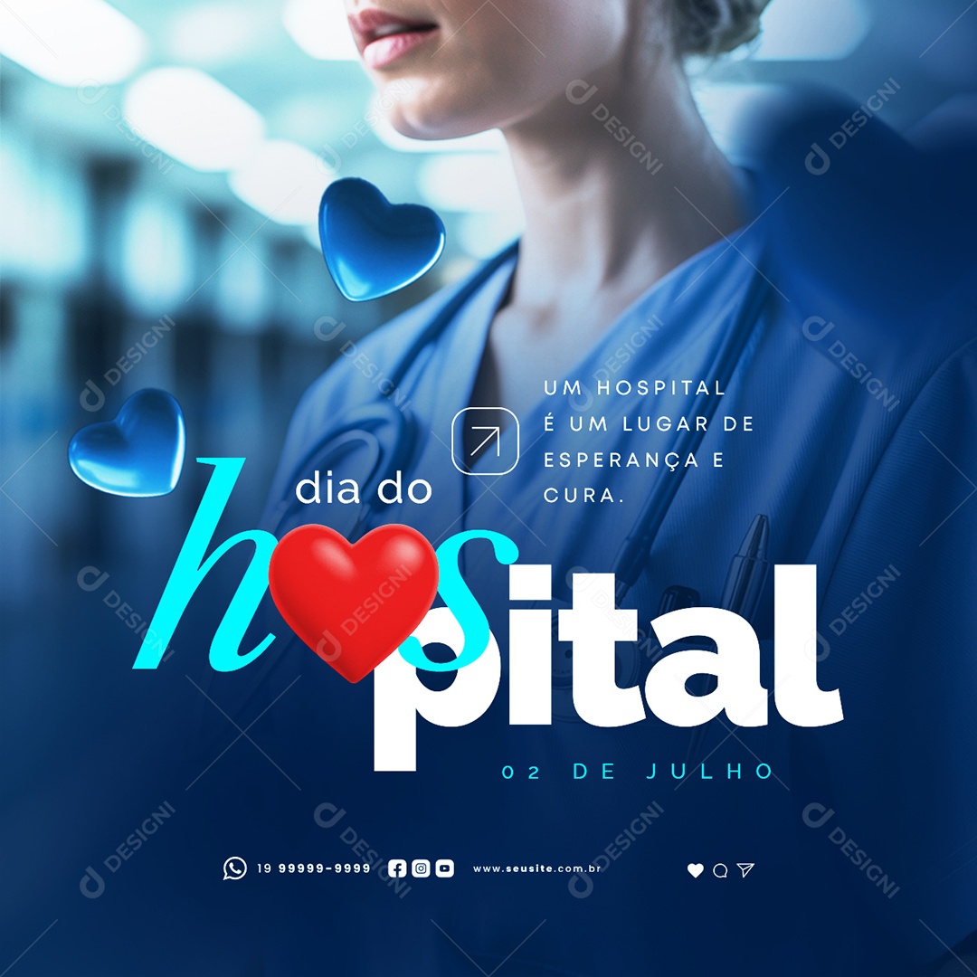 Dia do Hospital 02 de Julho Social Media PSD Editável