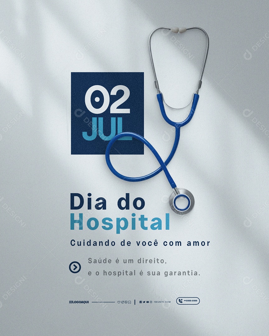 Dia do Hospital 02 de Julho Social Media PSD Editável