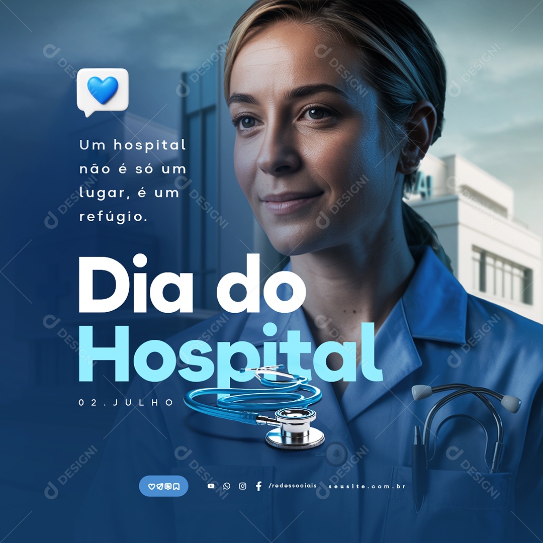 Dia do Hospital 02 de Julho Social Media PSD Editável