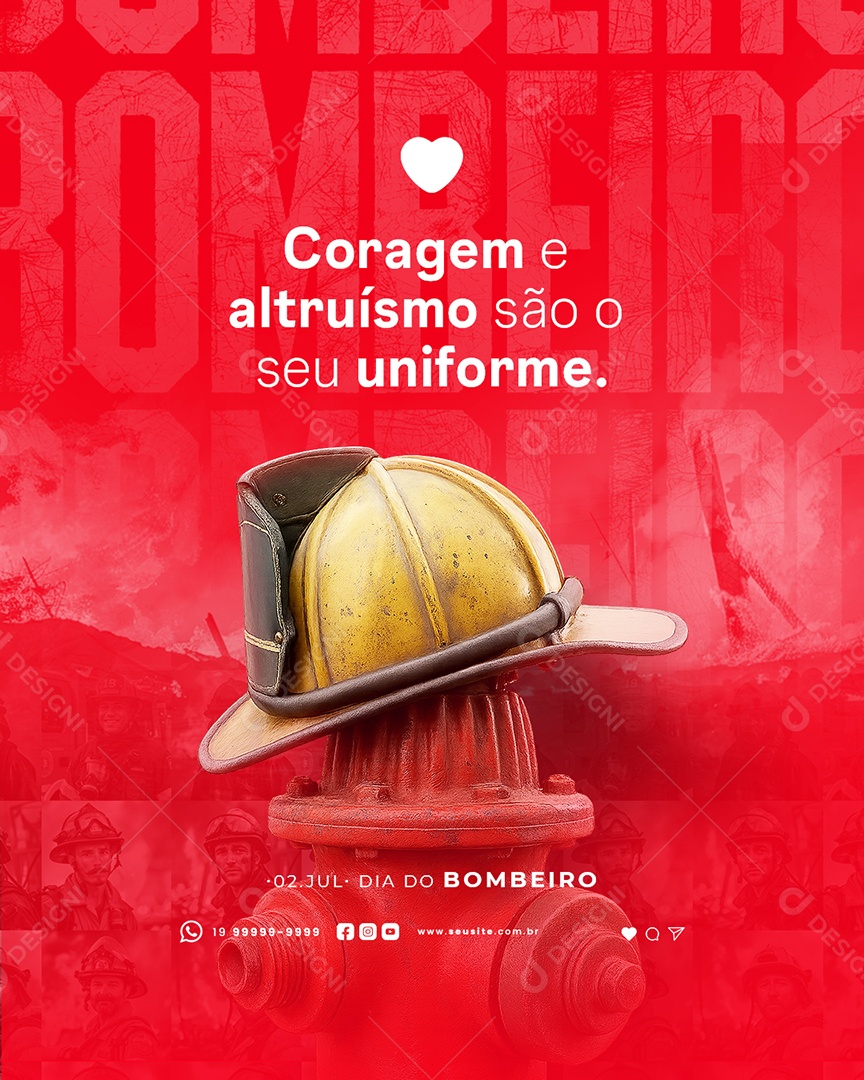 Dia do Bombeiro 02 de Julho Social Media PSD Editável