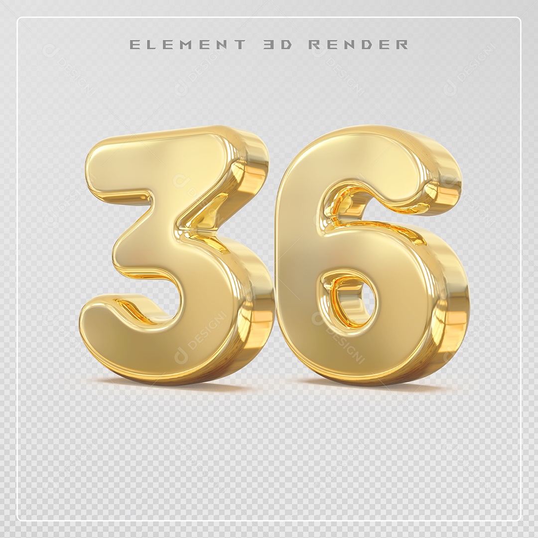 Elemento 3D Número 10 Dourado para Composição PSD