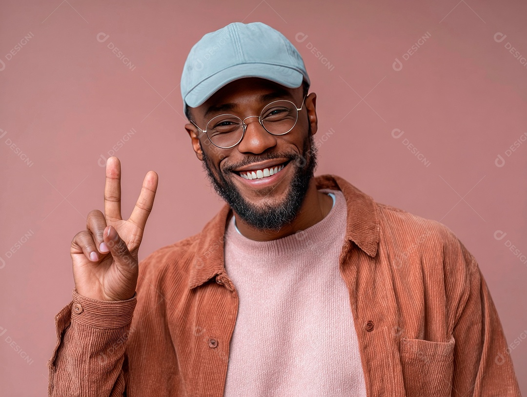 Lindo homem bonito negro sobre fundo isolado.