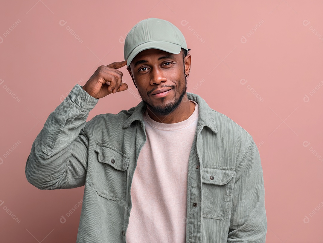 Lindo homem bonito negro sobre fundo isolado.