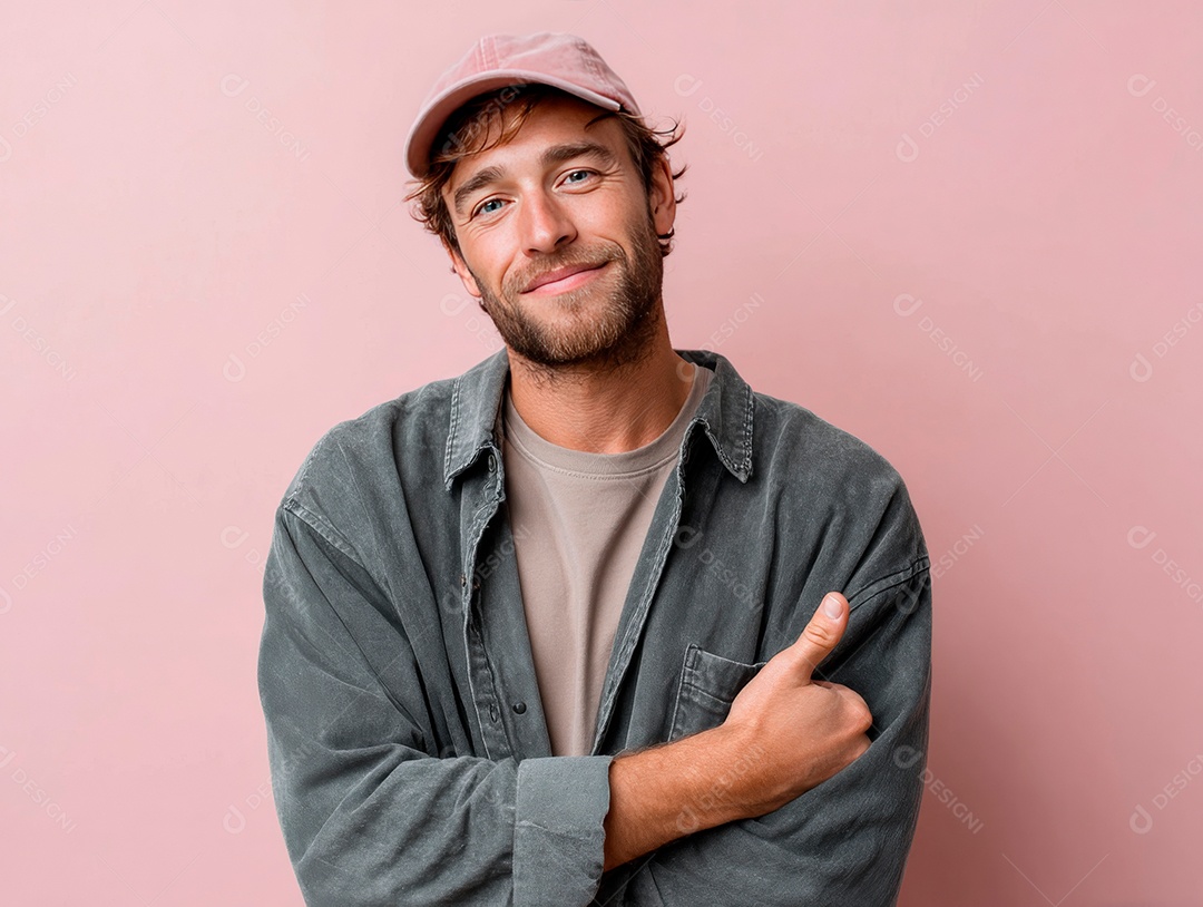 Lindo homem bonito sobre fundo isolado.