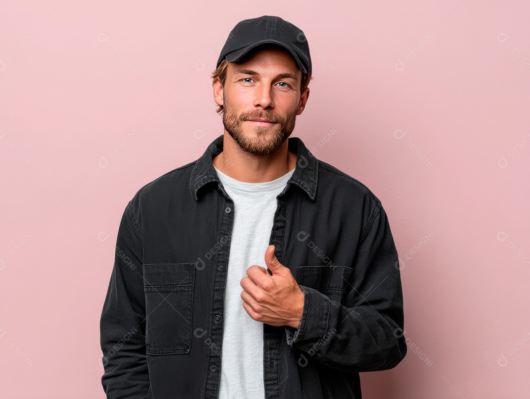 Lindo homem bonito sobre fundo isolado.