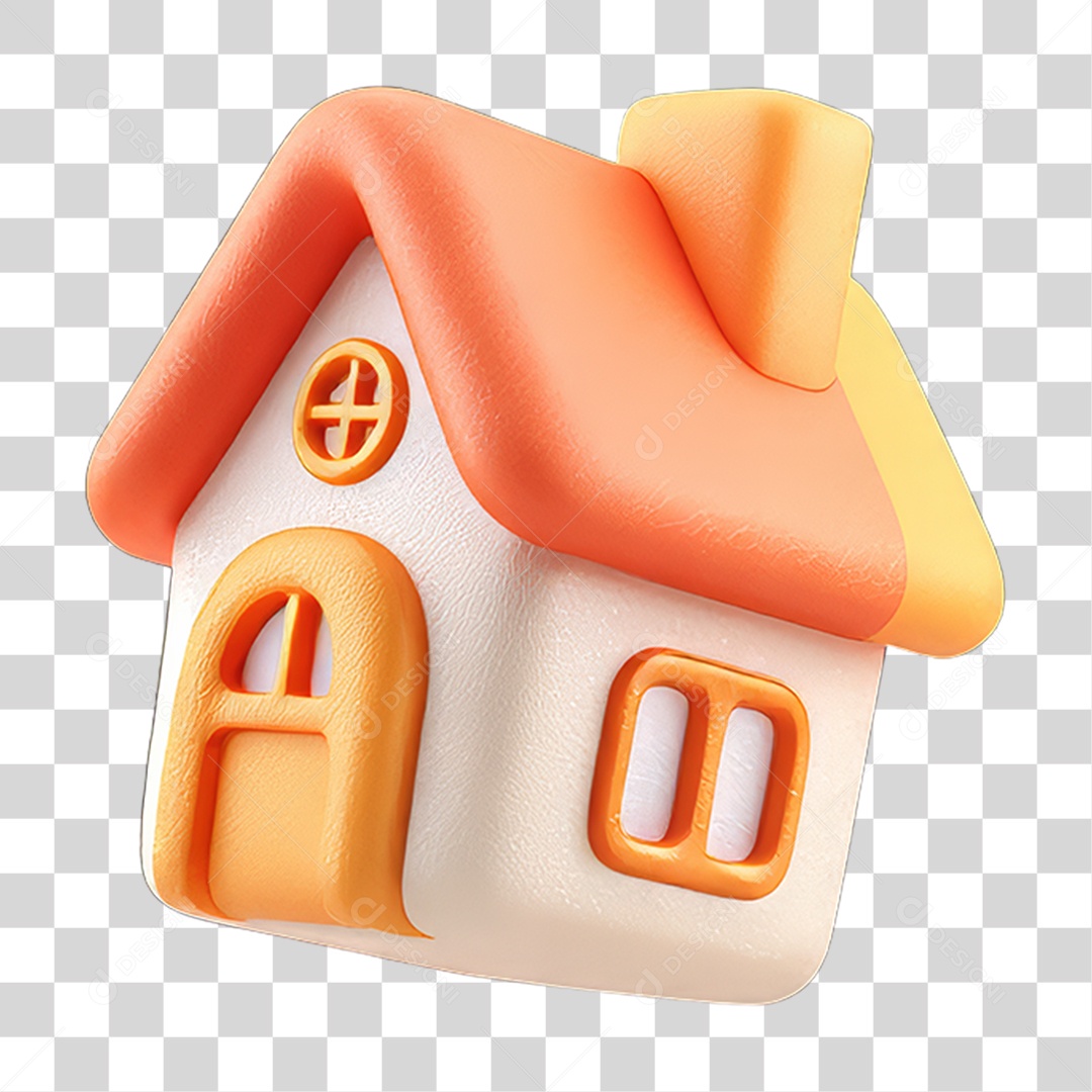 Ícone 3D Desenho de uma Casa PNG Transparente