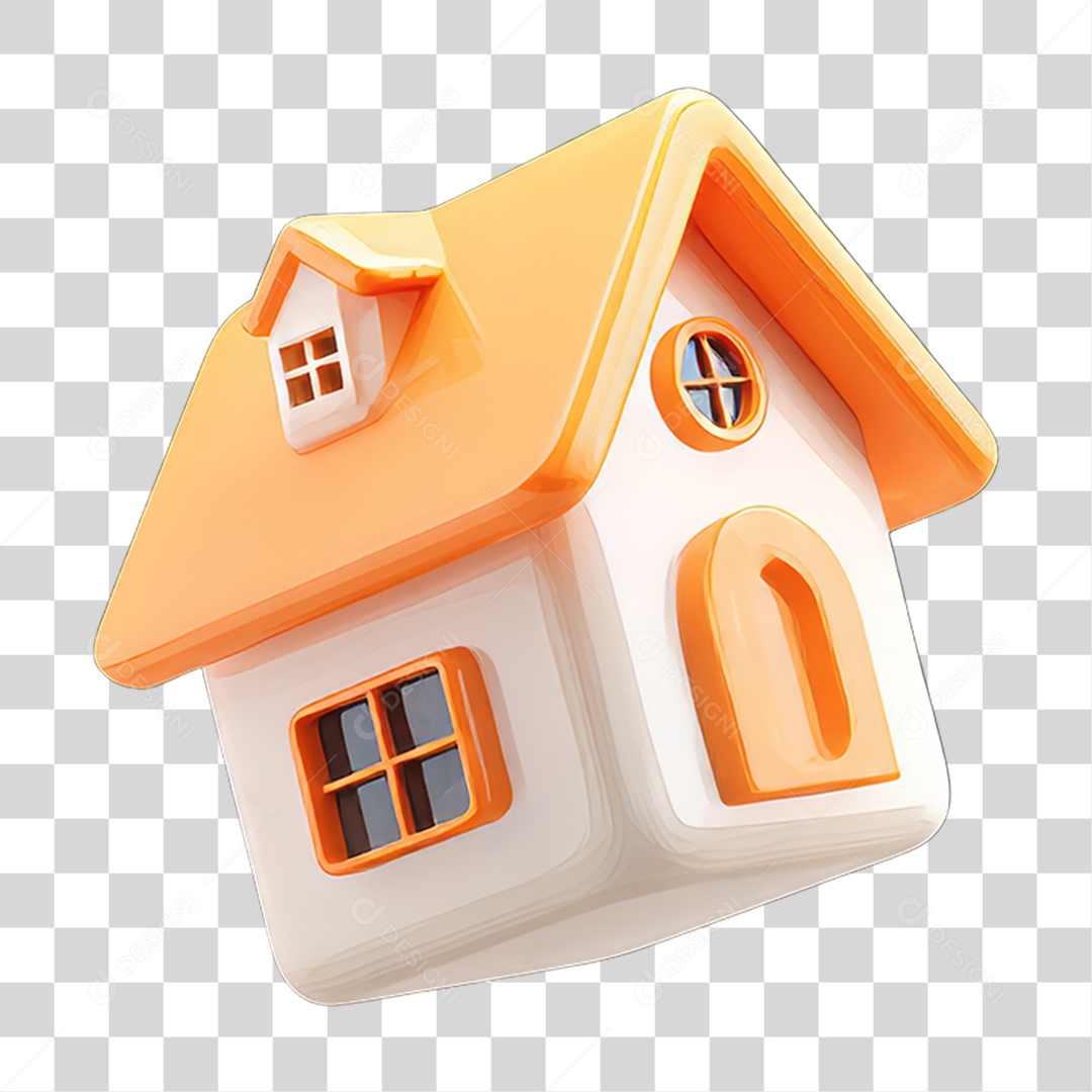 Ícone 3D Desenho de uma Casa PNG Transparente