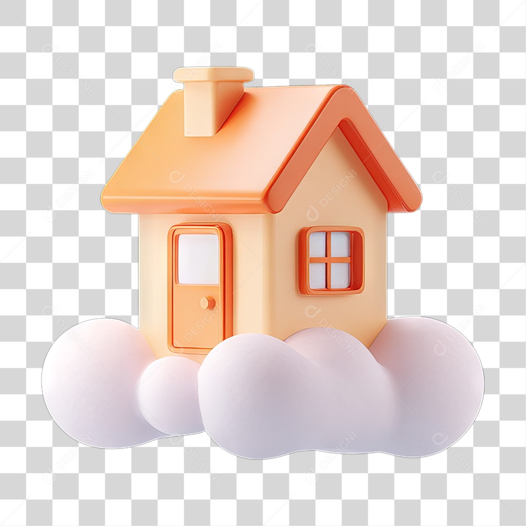 Ícone 3D Desenho de uma Casa PNG Transparente