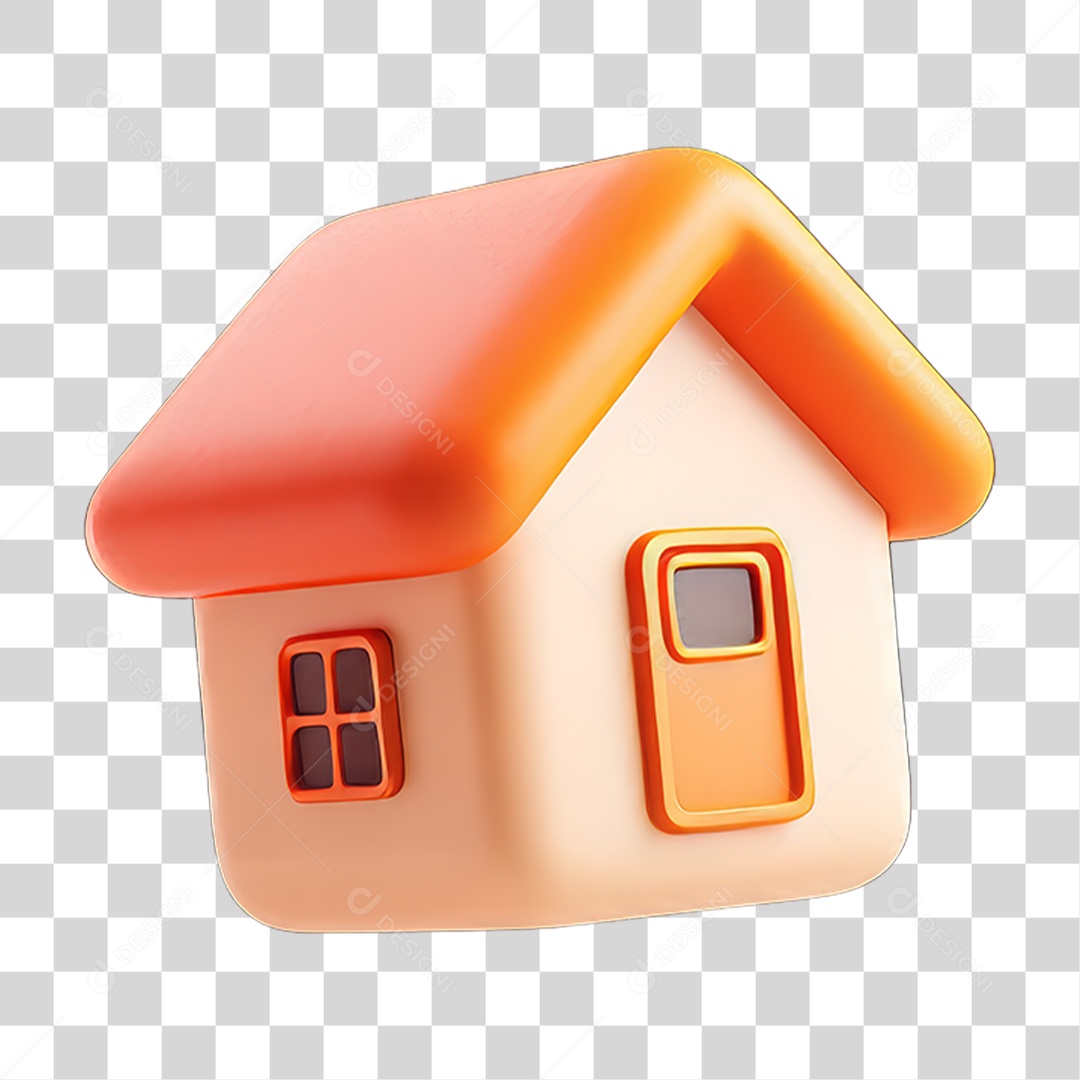 Ícone 3D Desenho de uma Casa PNG Transparente