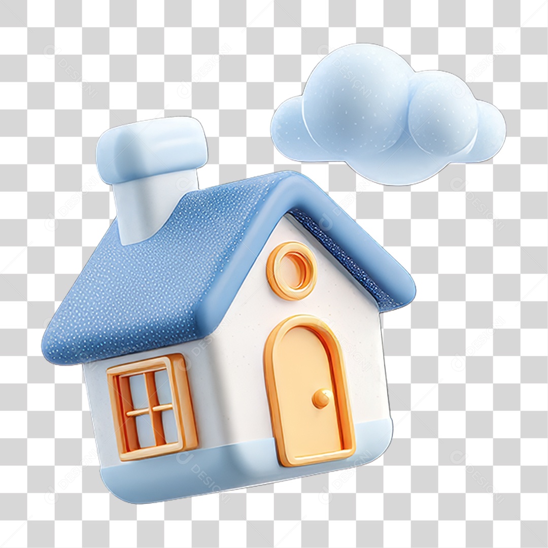 Ícone 3D Desenho de uma Casa PNG Transparente