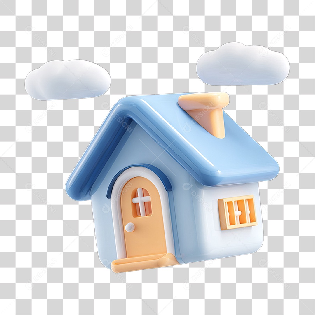Ícone 3D Desenho de uma Casa PNG Transparente