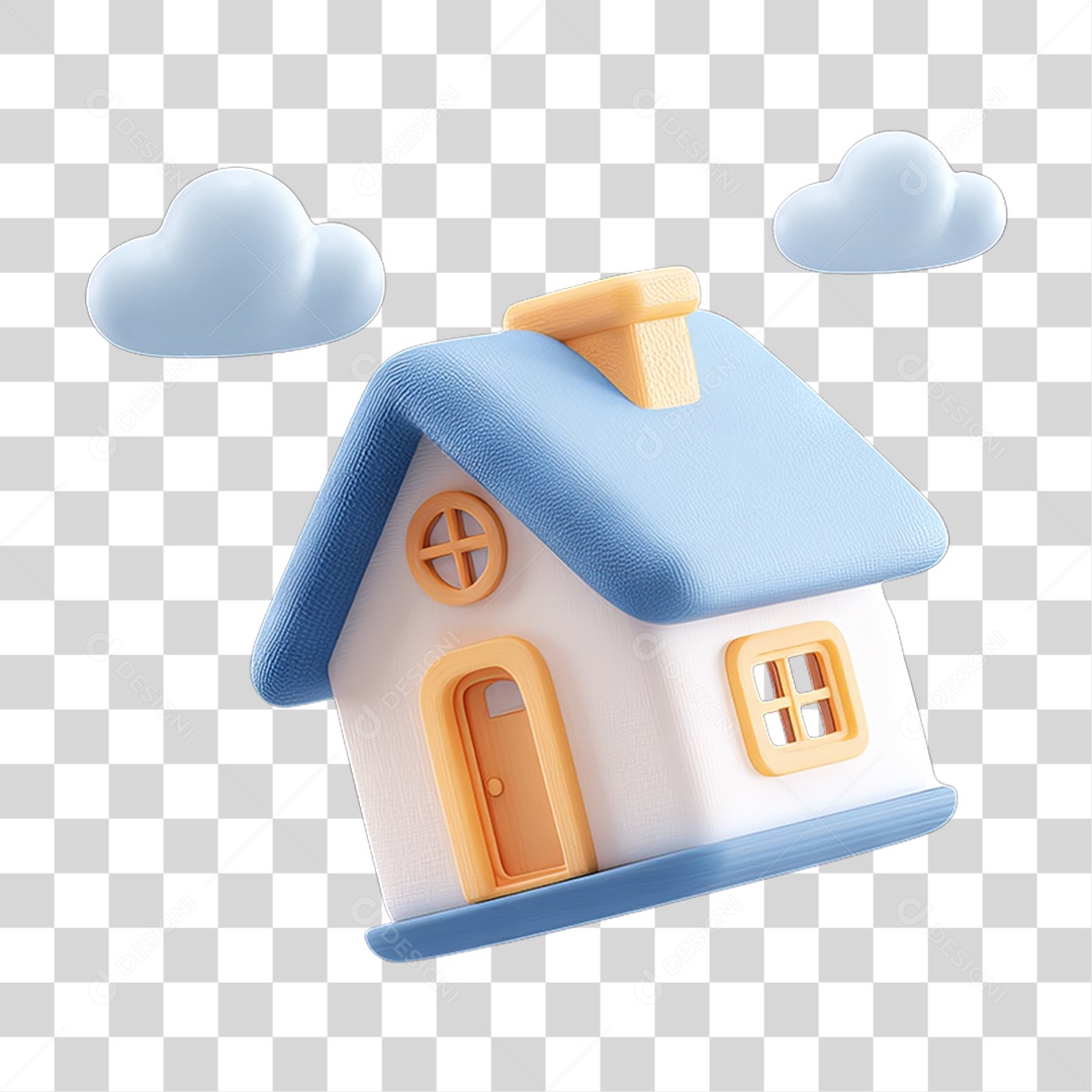 Ícone 3D Desenho de uma Casa PNG Transparente