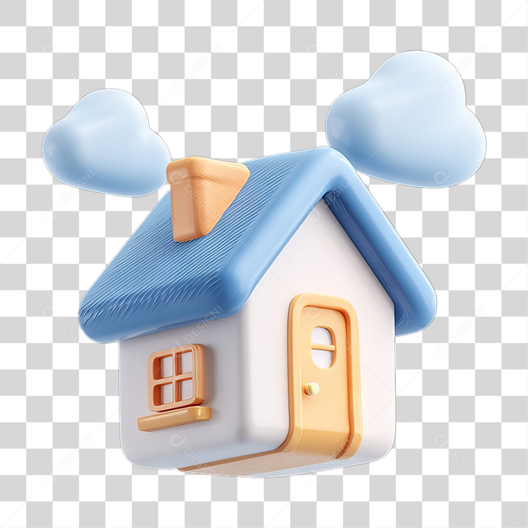 Ícone 3D Desenho de uma Casa PNG Transparente