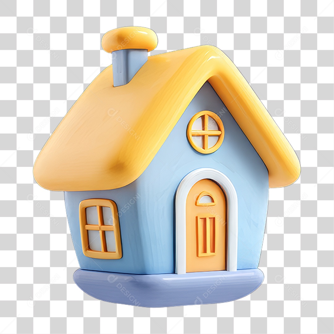 Ícone 3D Desenho de uma Casa PNG Transparente