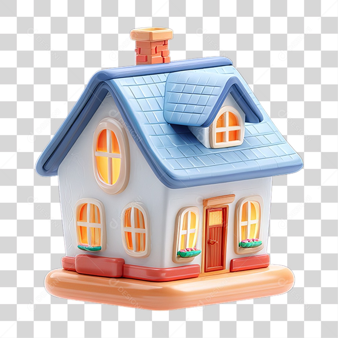 Ícone 3D Desenho de uma Casa PNG Transparente