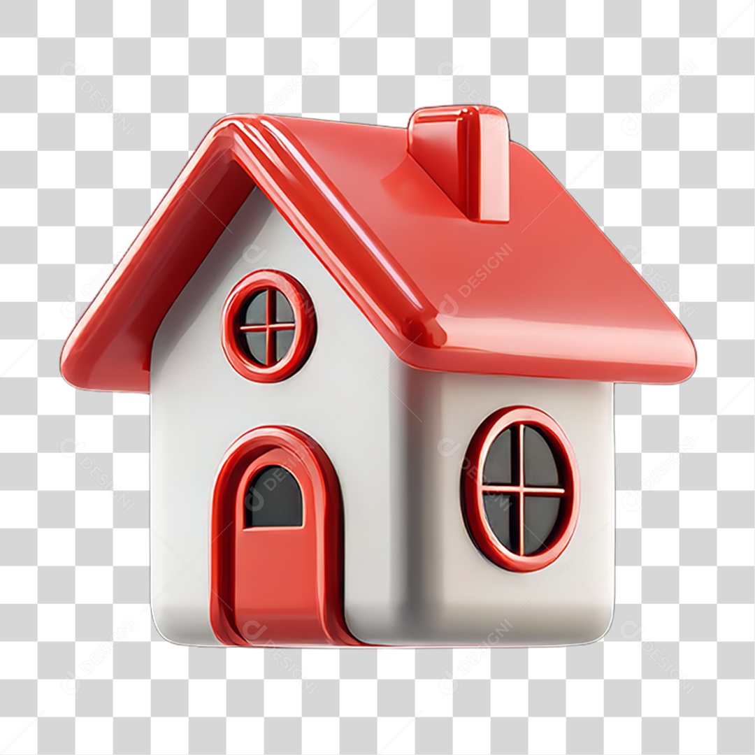 Ícone 3D Desenho de uma Casa PNG Transparente