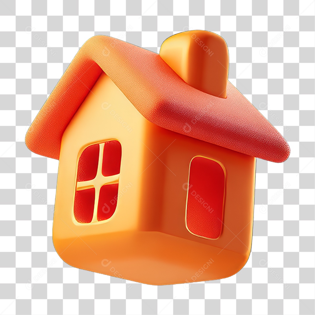 Ícone 3D Desenho de uma Casa PNG Transparente