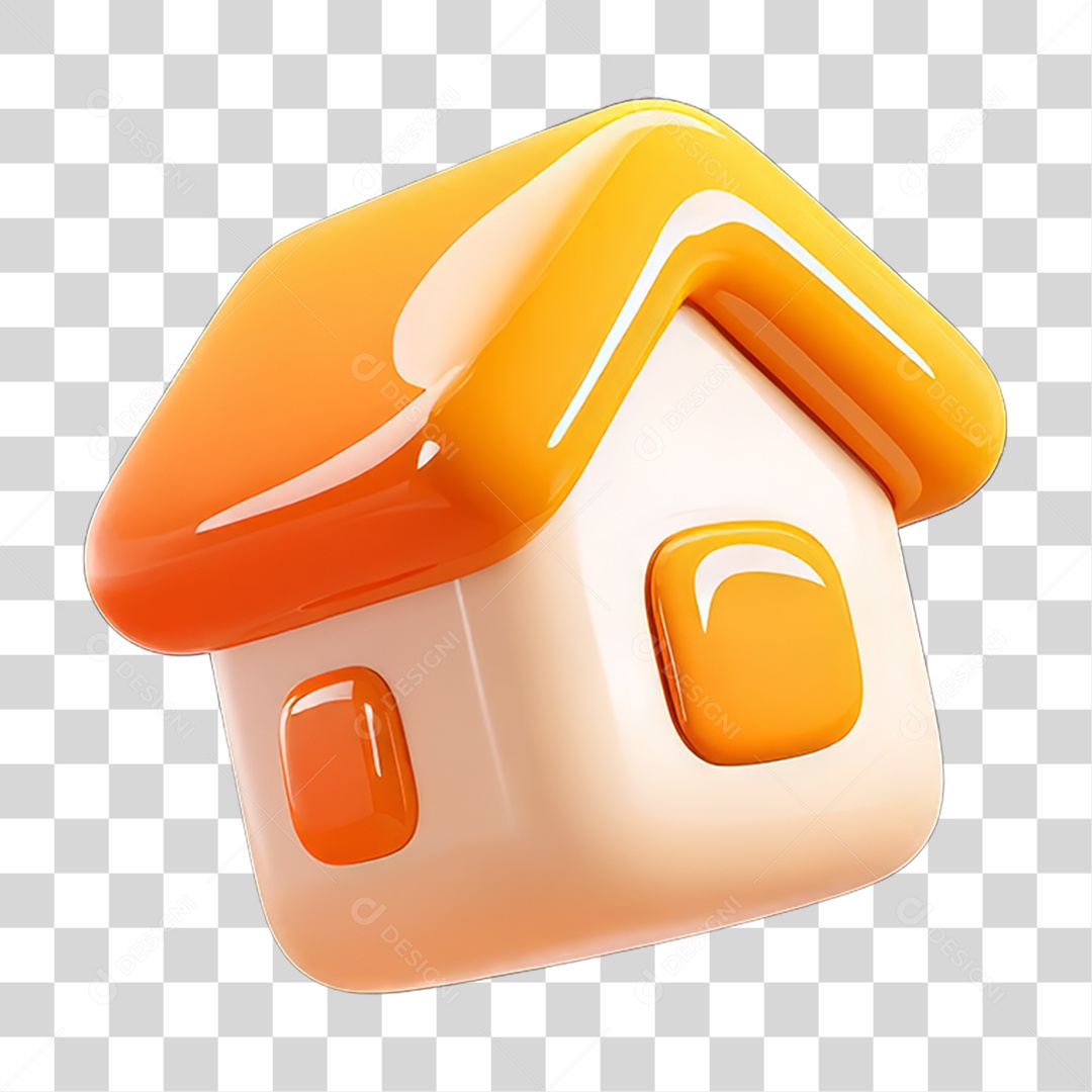 Ícone 3D Desenho de uma Casa PNG Transparente