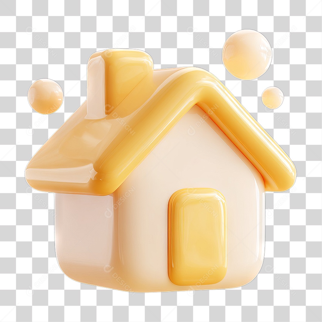 Ícone 3D Desenho de uma Casa PNG Transparente