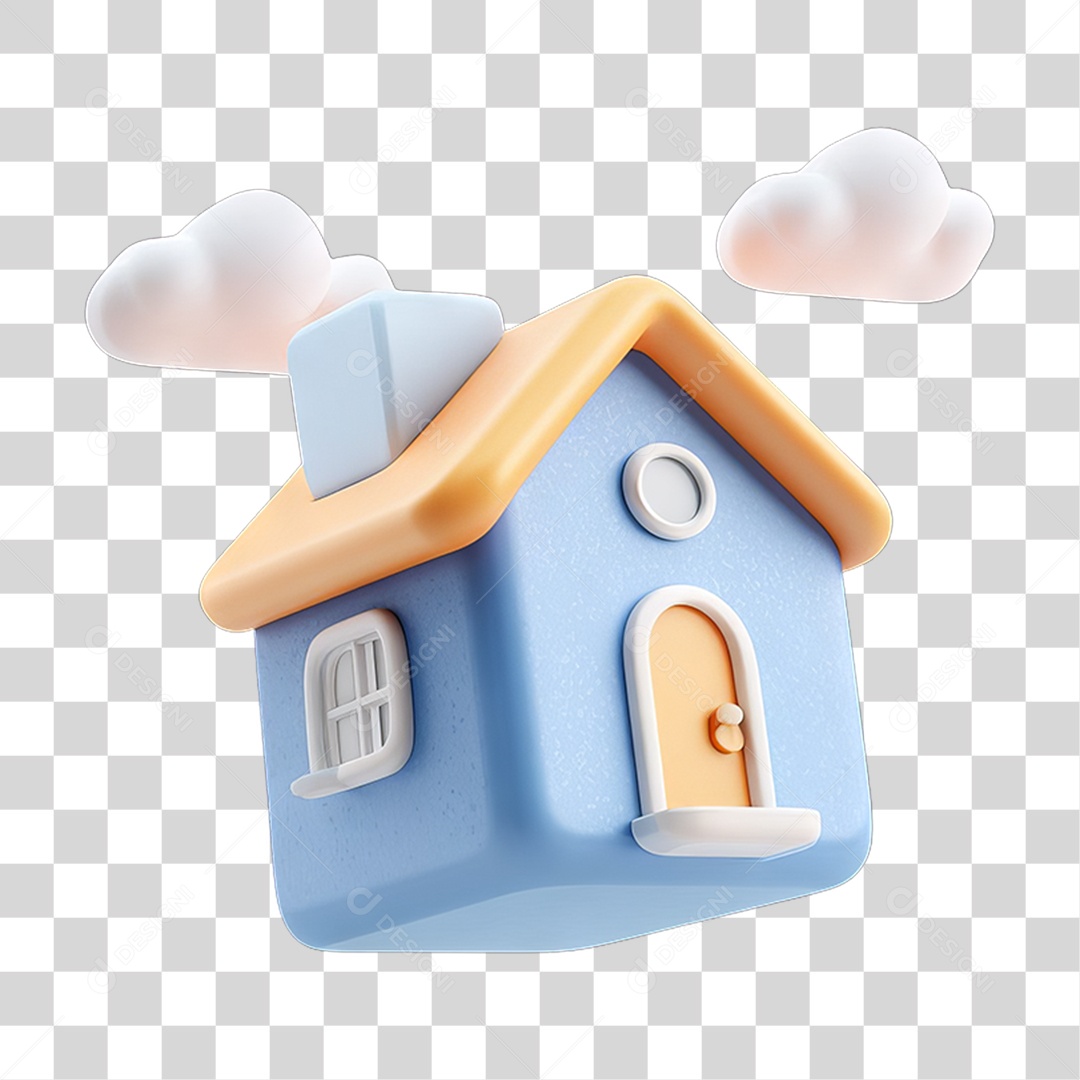 Ícone 3D Desenho de uma Casa PNG Transparente