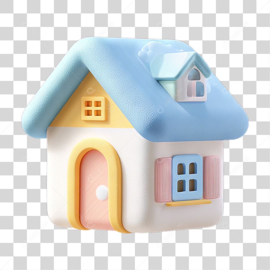 Ícone 3D Desenho de uma Casa PNG Transparente