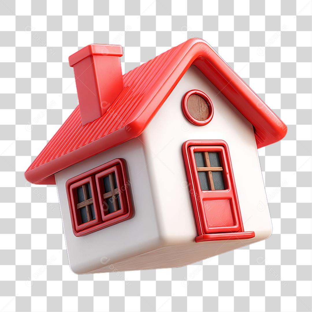 Ícone 3D Desenho de uma Casa PNG Transparente