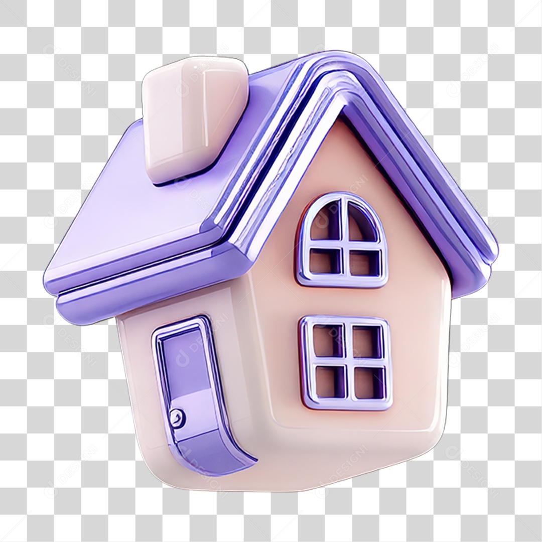 Ícone 3D Desenho de uma Casa PNG Transparente