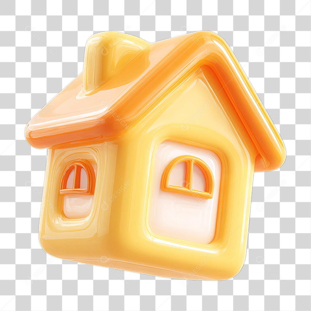 Ícone 3D Desenho de uma Casa PNG Transparente