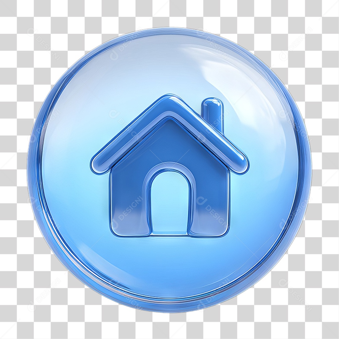 Ícone 3D de uma Casa Flutuando em uma Bolha PNG Transparente