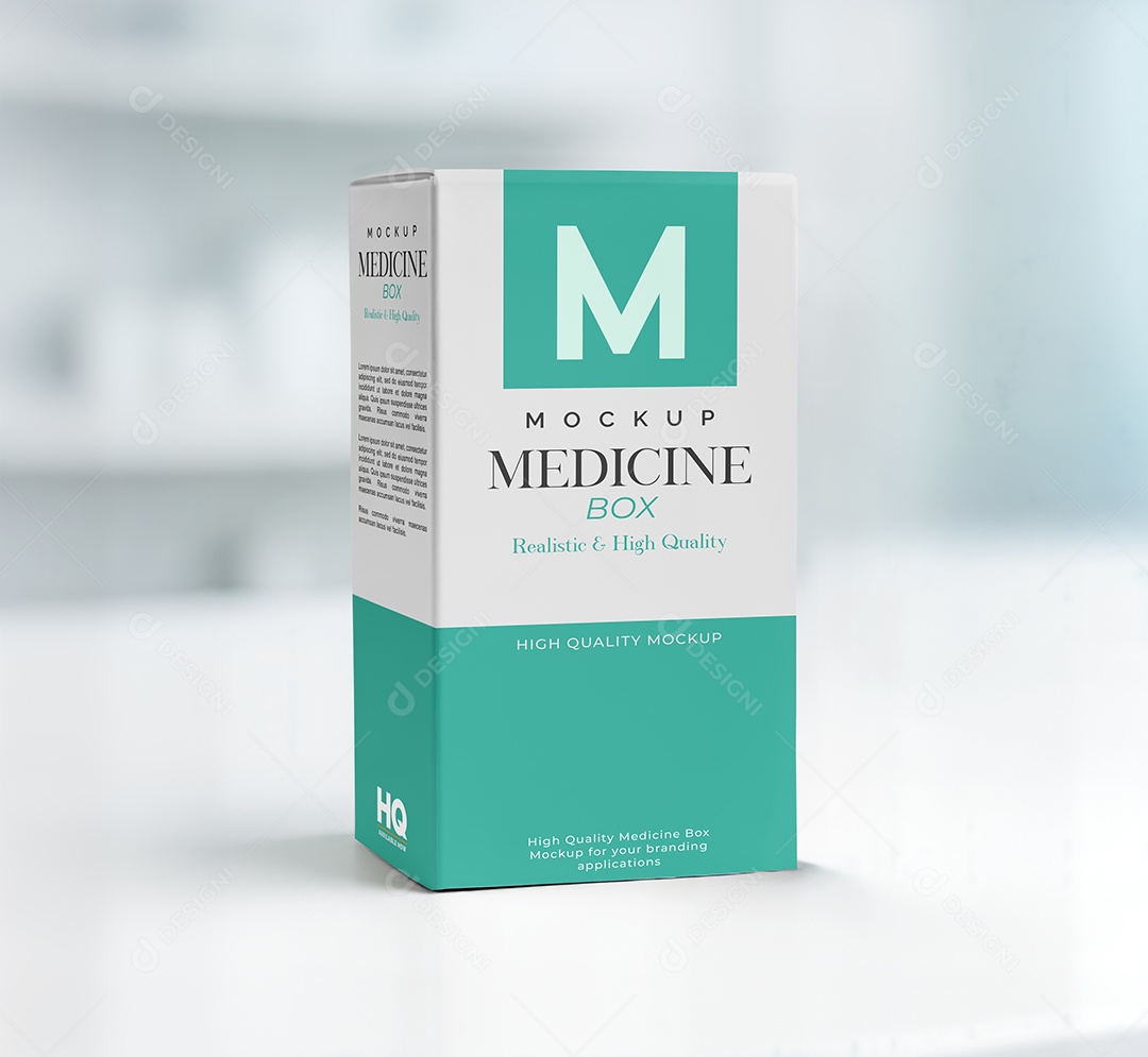 Caixa de Medicamento Mockup PSD Editável