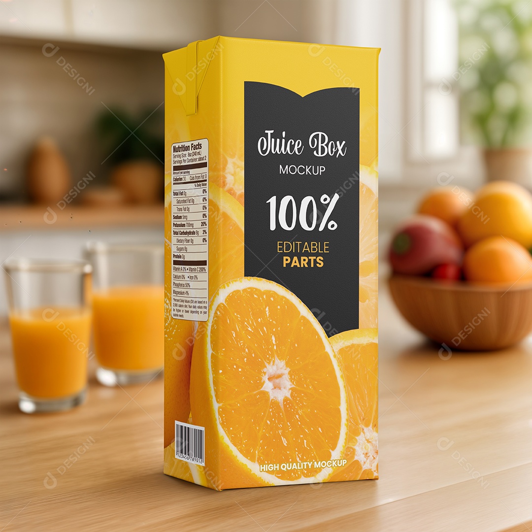 Caixa de Suco PSD Editável Mockup