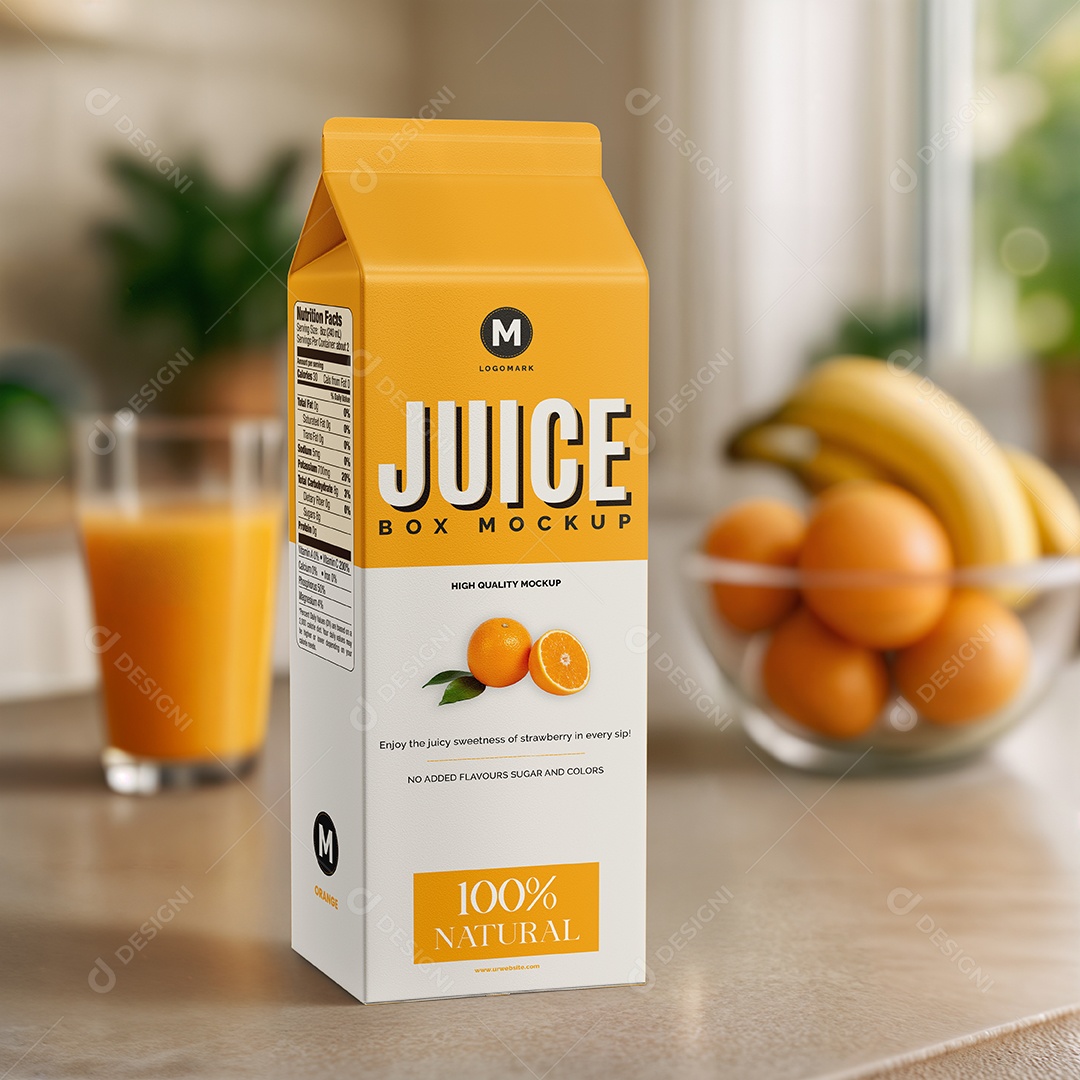 Caixa de Suco PSD Editável Mockup
