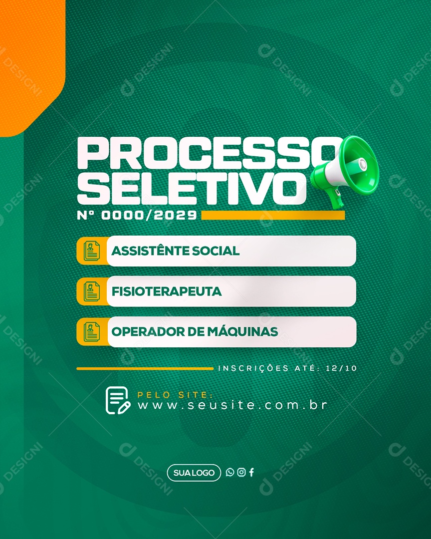 Processo Seletivo Inscrições Social Media PSD Editável