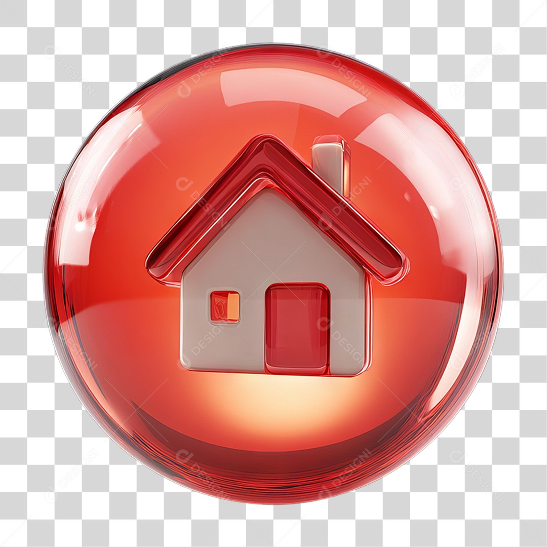Ícone 3D de uma Casa Flutuando em uma Bolha PNG Transparente