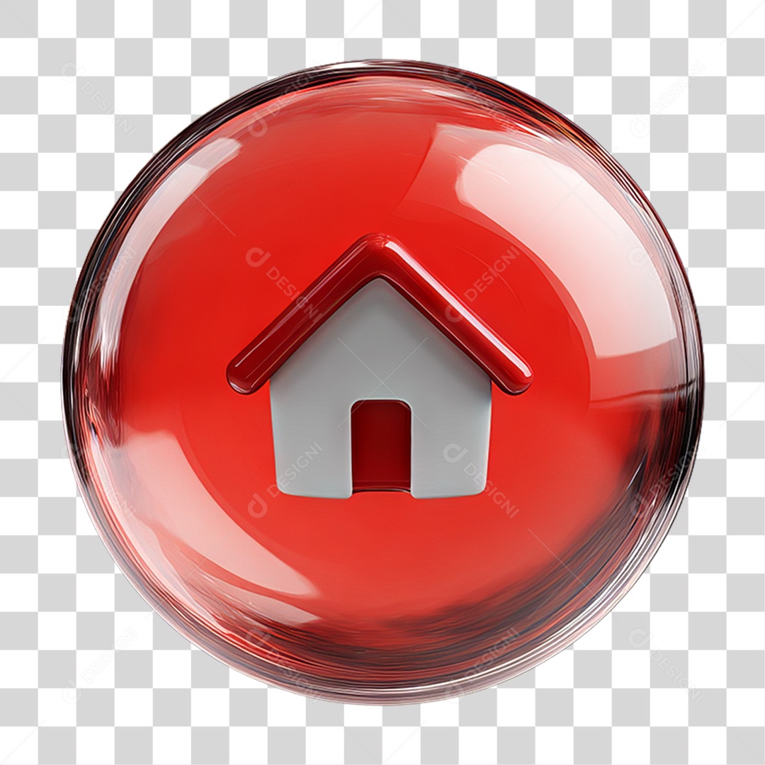 Ícone 3D de uma Casa Flutuando em uma Bolha PNG Transparente