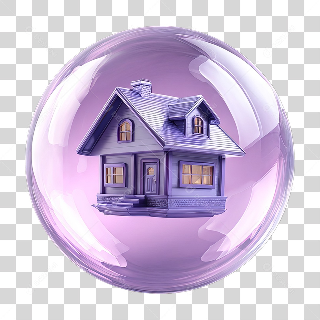 Ícone de uma Casa Flutuando em uma Bolha PNG Transparente