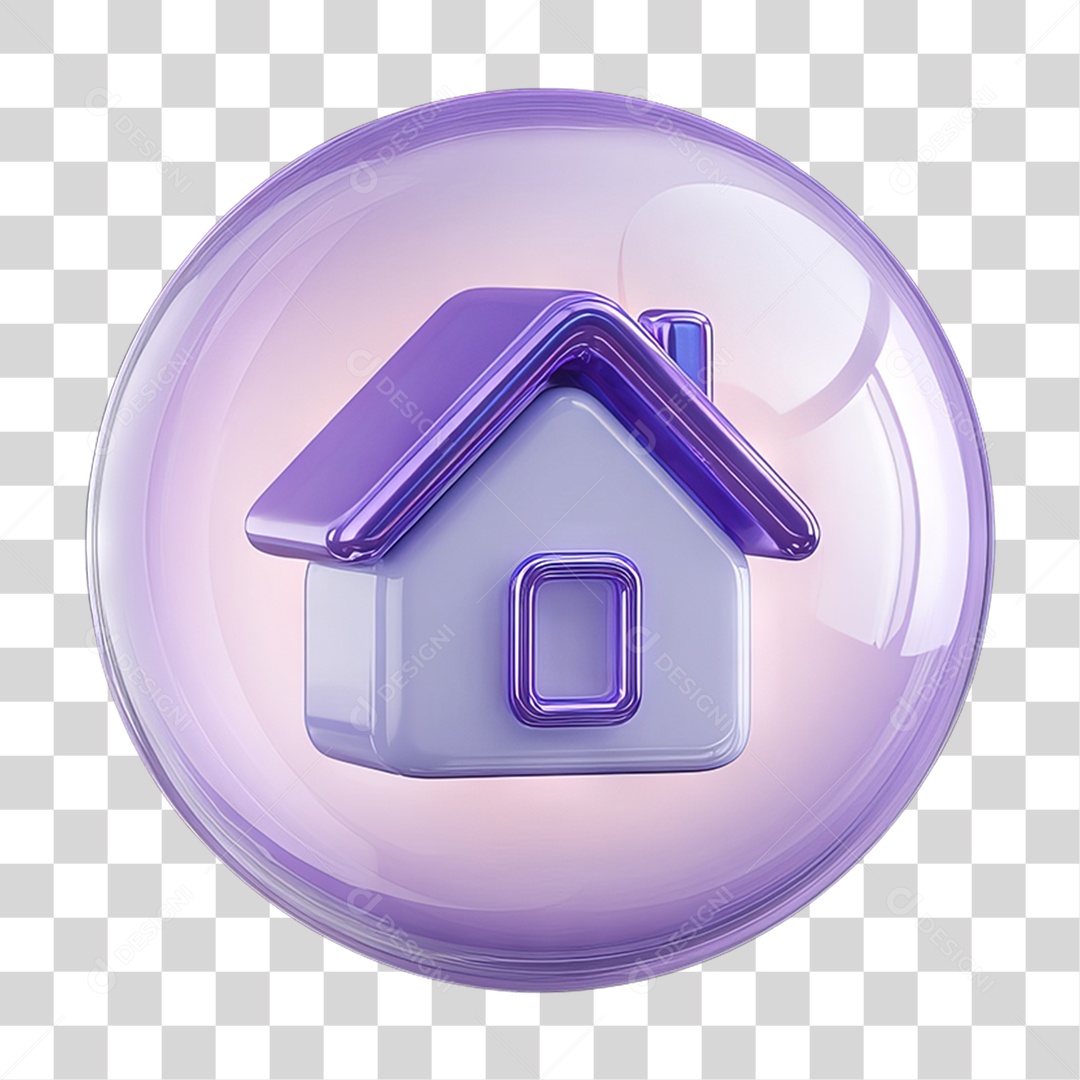 Ícone de uma Casa Flutuando em uma Bolha PNG Transparente