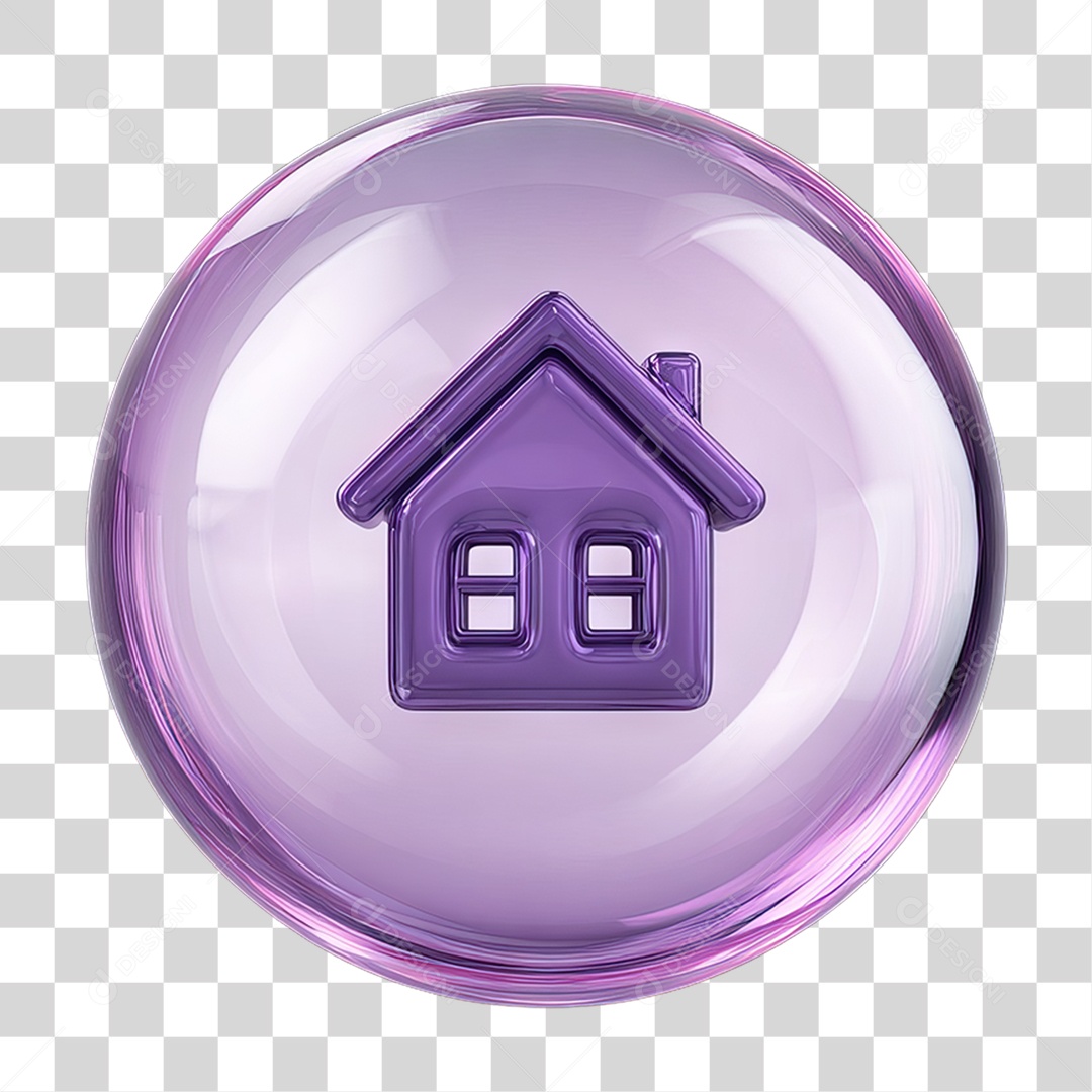 Ícone de uma Casa Flutuando em uma Bolha PNG Transparente