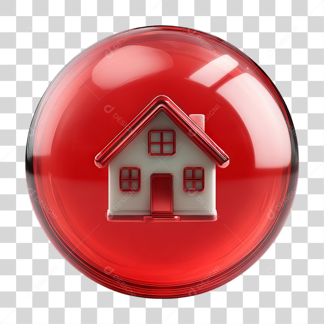 Ícone de uma Casa Flutuando em uma Bolha PNG Transparente